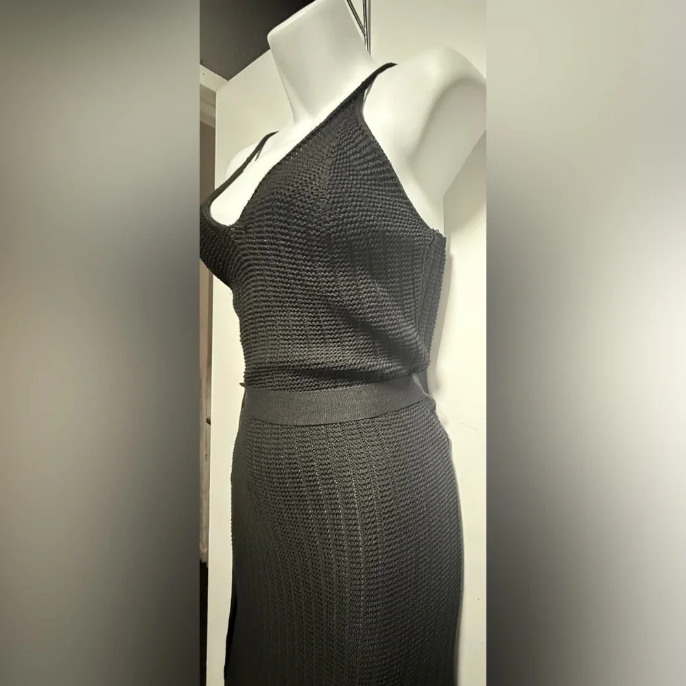 HYFVE Black Midi Skirt with Knit Detail
